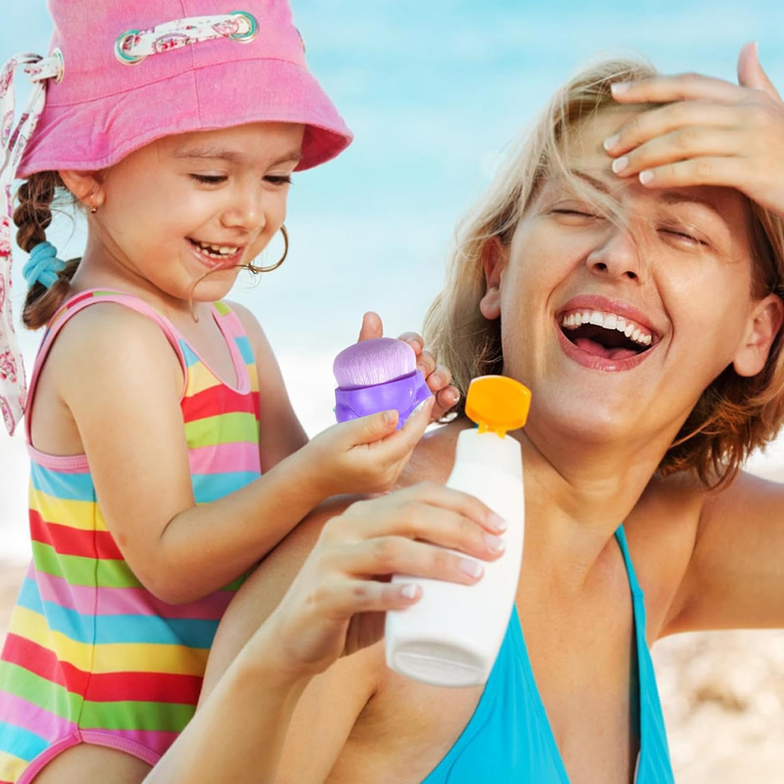 Sunscreen Applicator for Kids | Portable Sun Lotion Applicator,Ergonomic Sunblock Brush for,Sunblock Buddy Brush Set,Cute Sun Cream Brush for Boys Girls