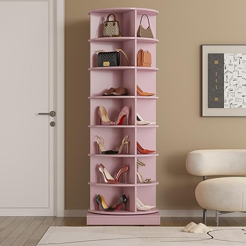 Miniatura 3 de Maotifeys Estante giratorio para zapatos, zapatero giratorio de 7 niveles, organizador giratorio de 360 que puede contener 35 pares de zapatos para