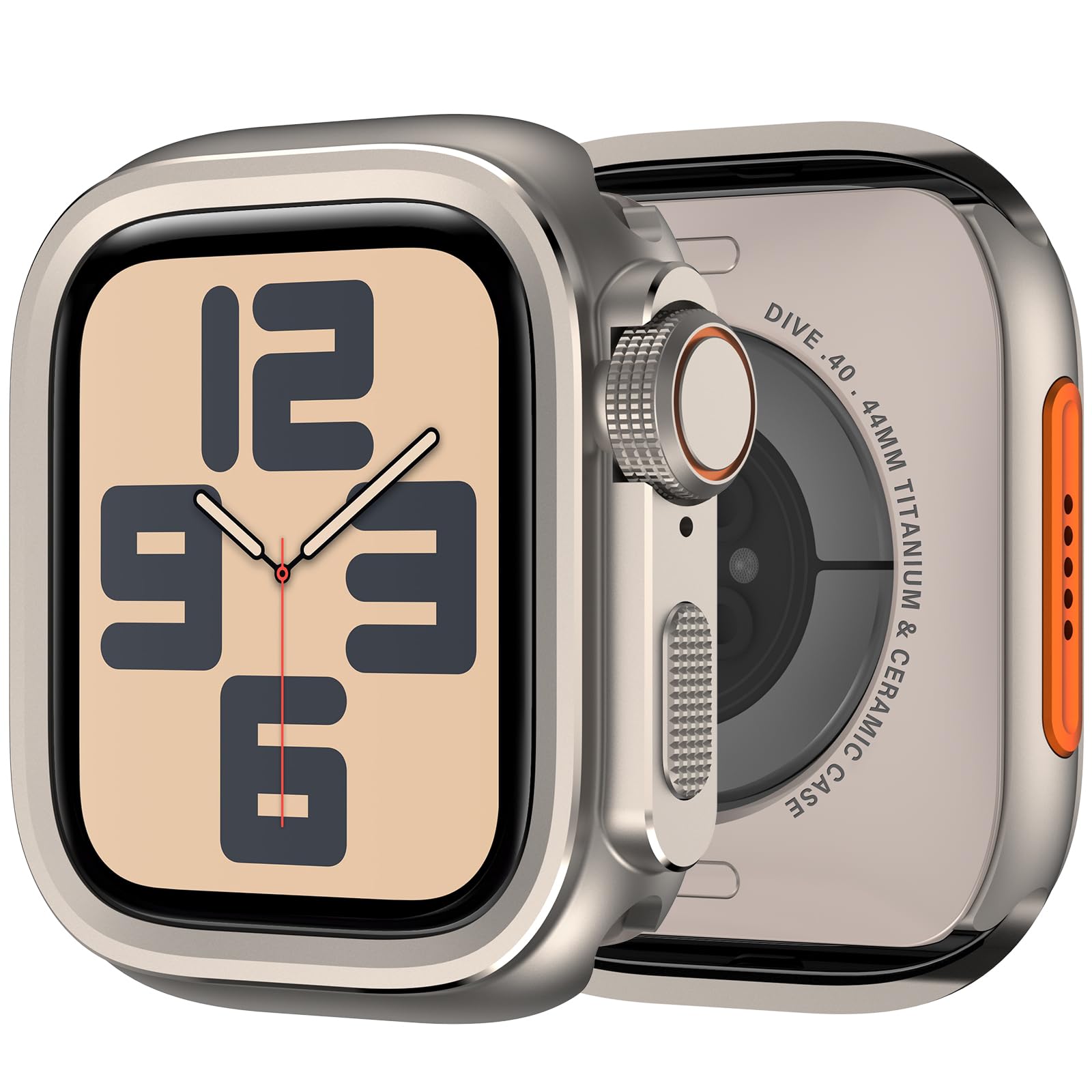 ZZDZZ 2 in 1 Rugged Case Compatible with Apple Watch SE3/2/1 Series 6 5 4 44mm, [Turn 44mm into Ultra] Metal Thin Frame Bumper Case with Back Cover