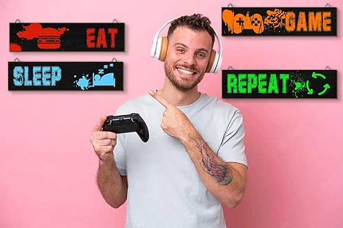 Miniatura 7 de Chuniff 4 piezas de decoración de habitación de jugadores decoración de juegos para habitación de niños decoración de pared de sala de videojuegos