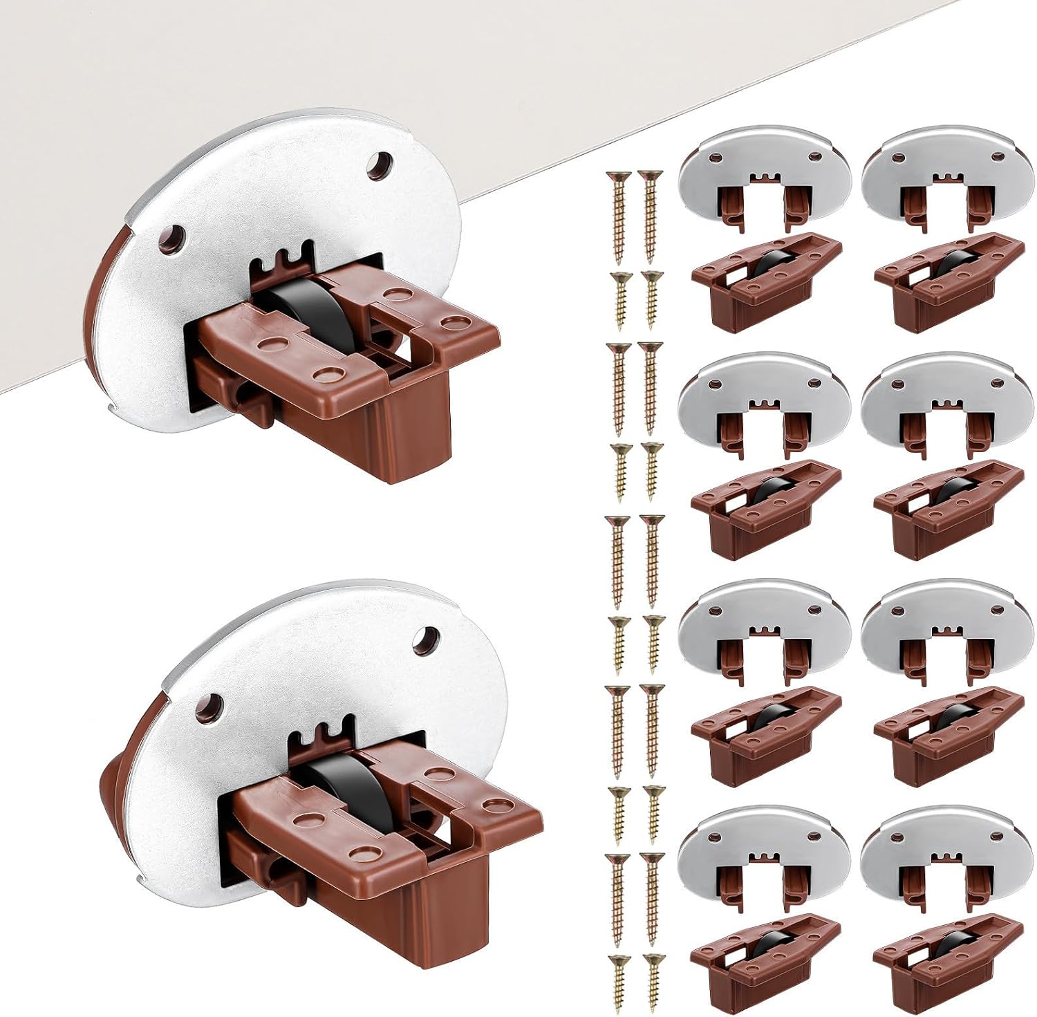 BETOOKY Drawer Slide Repair Kit Plastic and Metal Construction with Rollers 10 Sets Comprehensive Installation Accessories, Easy to Use Replacement for Kitchen Cabinets and Furniture