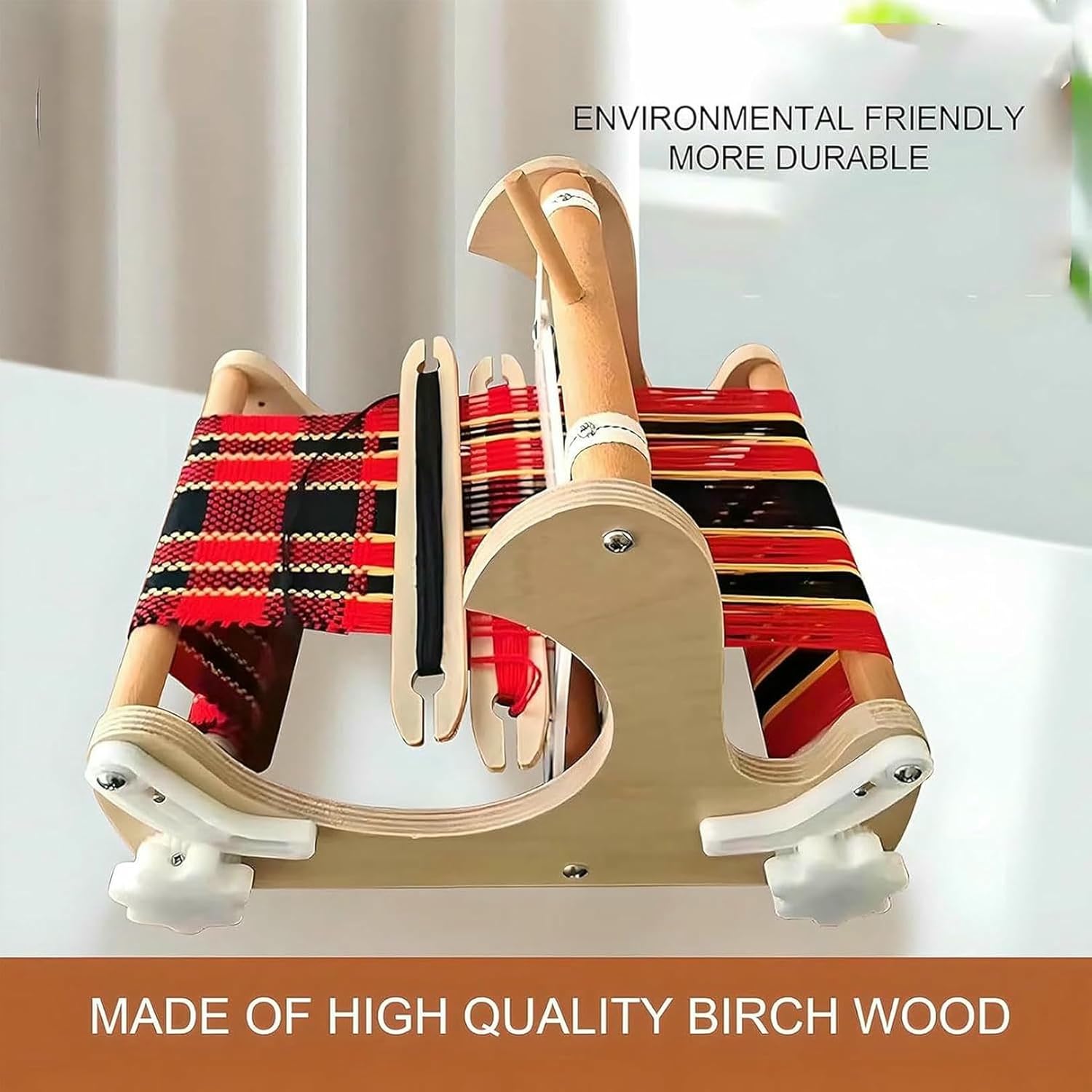 XDRGOOIUY Desktop Wooden Weaving Loom, Hand-Knitting Weaving Machine Set with Rigid Healds and Shuttles, Weaving Frame Loom with Mixed Yarns, for Beginners, Craft Artist