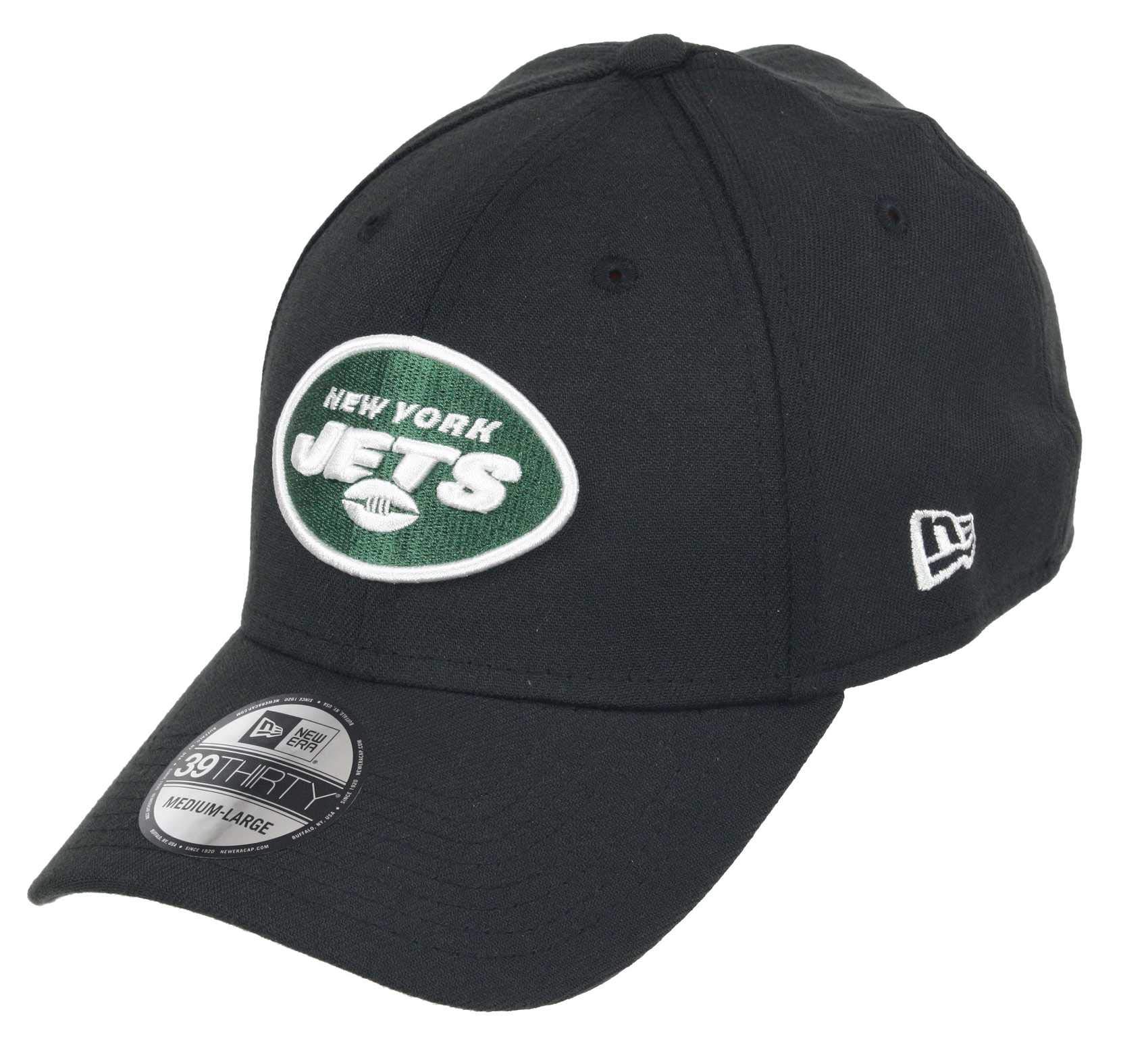 New Era Unisex Jets-Black New York Jets Nfl Core Edition 39Thirty Stretch Cap