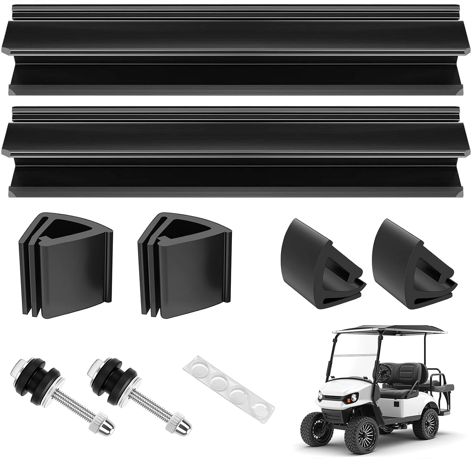 Club Car Golf Cart Windshield Clips Kit fit Precedent,Tempo, Onward 1 Inch Tube Included Windshield Sash Clips, Windshield Retaining Clips, Windshield Bottom Clips and Scews, OEM#101444101, 1021630-01