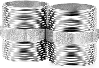 ChillWaves 304 Stainless Steel Pipe Fitting, Hex Nipple 2" NPT Male x 2" NPT Male Thread Adapter(2-PACK)