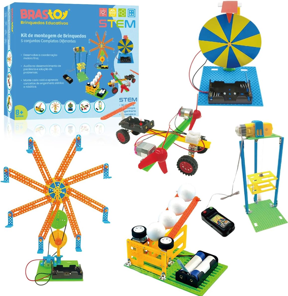 Ciência STEM Brinquedos Educativos Infantil Blocos de Montar Construção de Robôs (5 em 1 Kits)