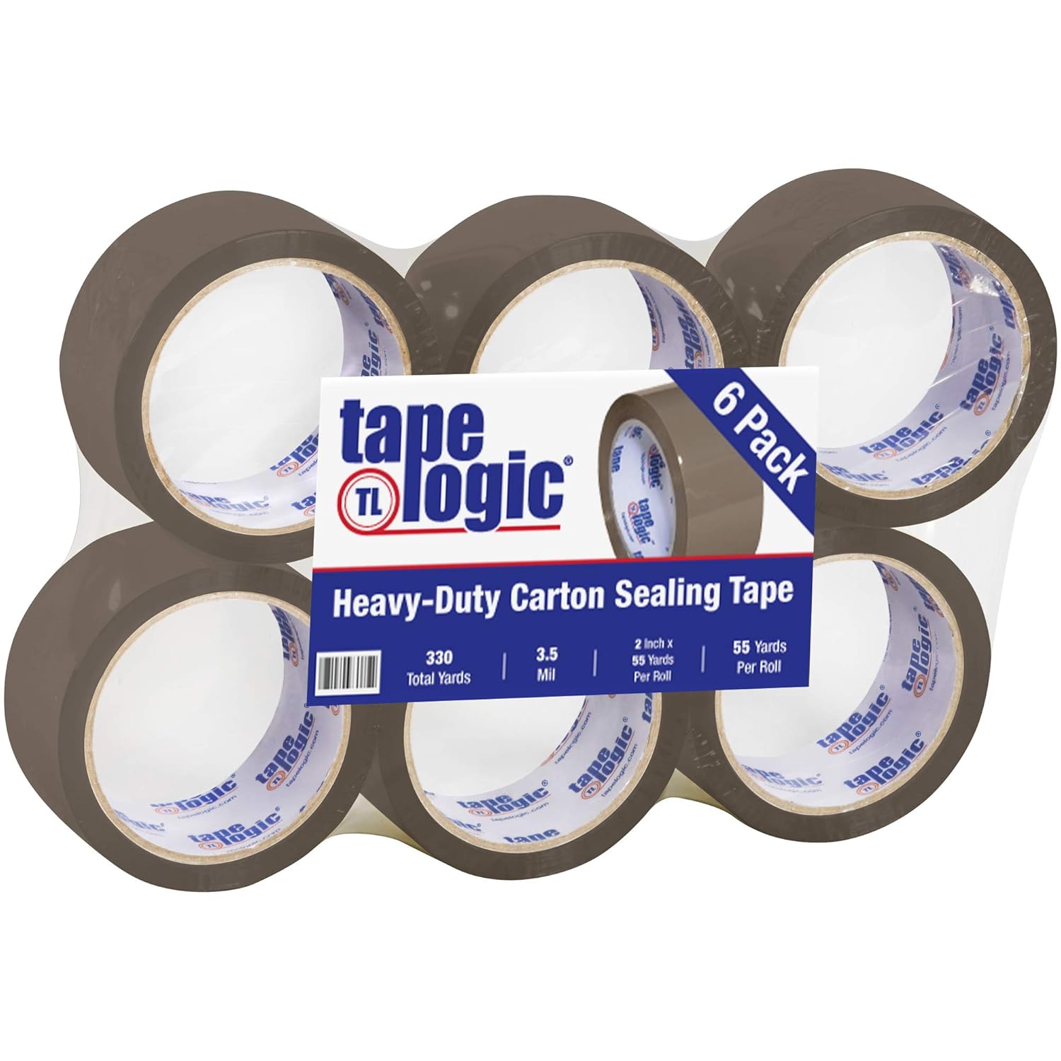 Aviditi Tape Logic 2 Inch x 55 Yard 3.5 Mil Tan, Heavy Duty Acrylic Packing Tape, 6 Pack, Perfect for Packing, Shipping, Moving, Home and Office (T901350T6PK)