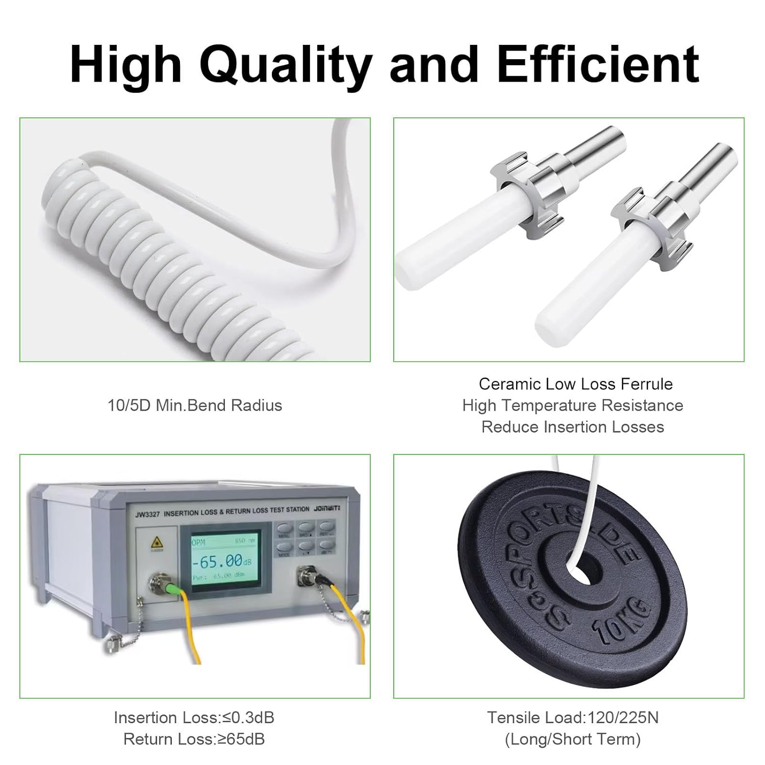 50M(164ft) Armored Fiber Optic Internet Cable SC/APC to SC/APC Single-Mode 9/125μm OS1/OS2 Simplex Patch Cord, Heavy-Duty 3mm OD, LSZH, White