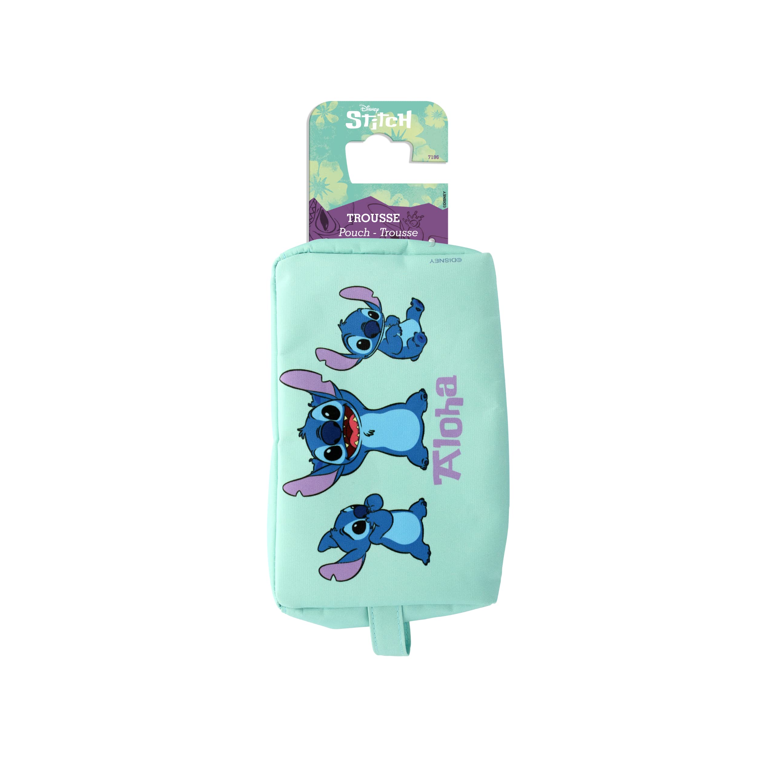 Disney Borsa da toilette Aloha Stitch Blu turchese con manico laterale Accessorio ufficiale Lilo & Stitch