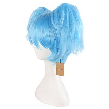 MapofBeauty 12/30cm Light Blue Three-piece Wig Short Wig Cosplay Wigs