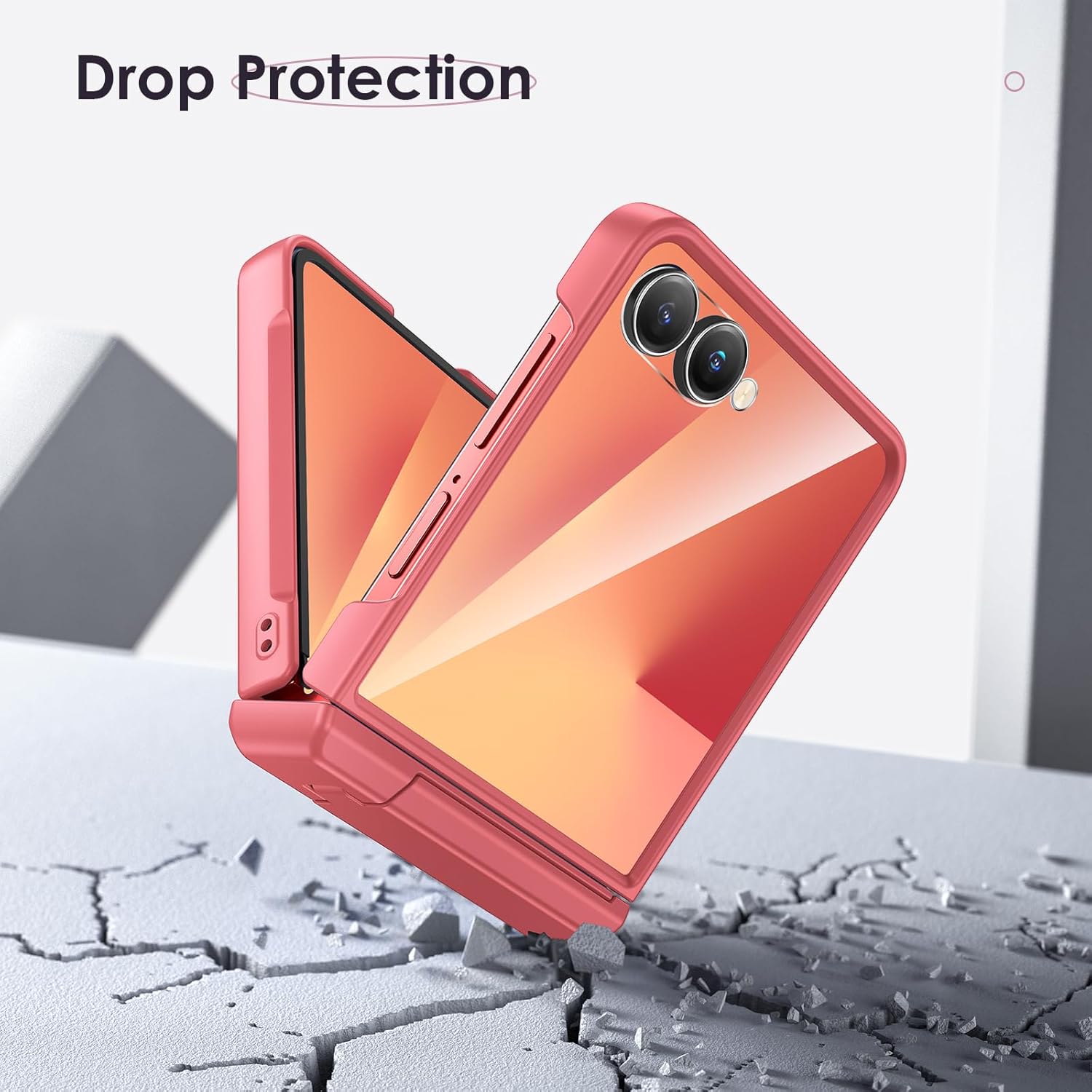 Maxdara for Z Flip 7 Magnetic Case, [Compatible with MagSafe] [Hidden Kickstand] [Hinge Protection] [Built-in Screen Protector] Protective Phone Cover for Samsung Galaxy Z Flip 7, Coral Red (Magnet)