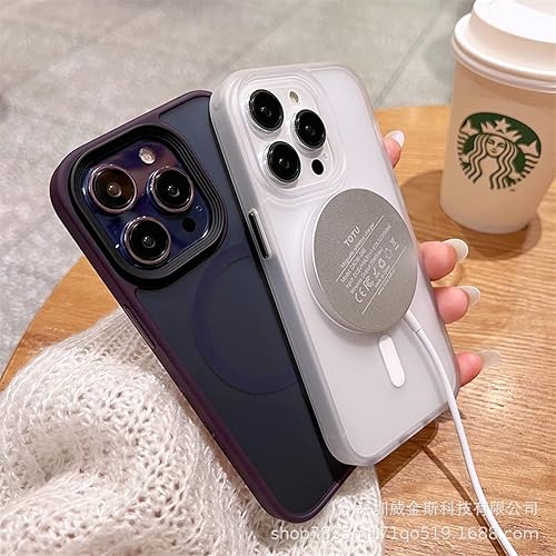 Miniatura 2 de Funda magnética para iPhone 13 Pro Max, delgada, translúcida, parte trasera mate, antihuellas, antiarañazos, aleación de aluminio, funda para