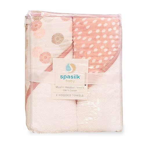 Miniatura 3 de Spasilk Paquete de 2 toallas de rizo suave con capucha estampada de muselina