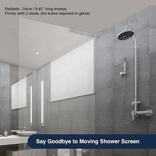 Miniatura 2 de LukLoy Panel de ducha de vidrio fijo de pared a vidrio, abrazadera de vidrio sin marco, soporte de montaje estabilizador en forma de L, sin taladrar