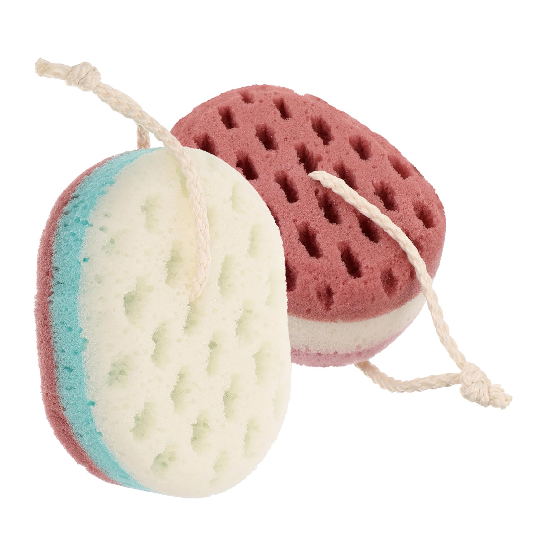 OATIPHO 2pcs Exfoliating Bath Sponge Natural Oval Scrubber for Men and Women Pad for Gentle Skin Cleansing for Daily Use and Spa Experience Random Color