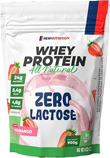 Whey Protein Zero Lactose All Natural 900g Morango NewNutrition