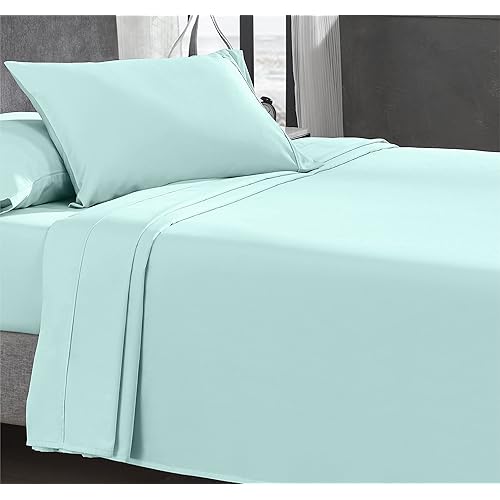 California Design Den Softest 100% Cotton Sheets, Twin Sheets Set, 3 Pc, 400 Thread Count Sateen, Bedding for Kids, Dorm Rooms & Adults, Deep Pocket Sheets, Cooling Sheets, Twin Bed Sheets (Seafoam)