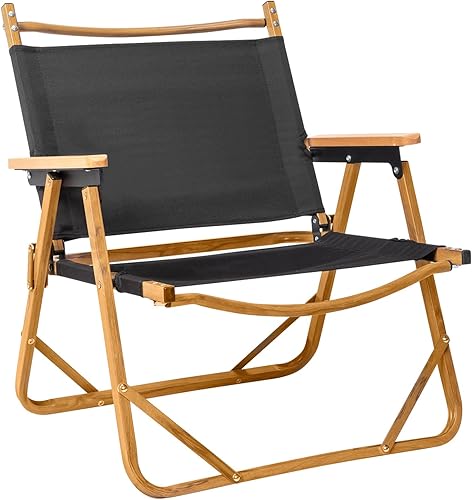 BIVVI Sillas de camping para adultos, sillas de comedor ligeras y portátiles, marco de aluminio y veta de madera sintética, silla de pesca de playa