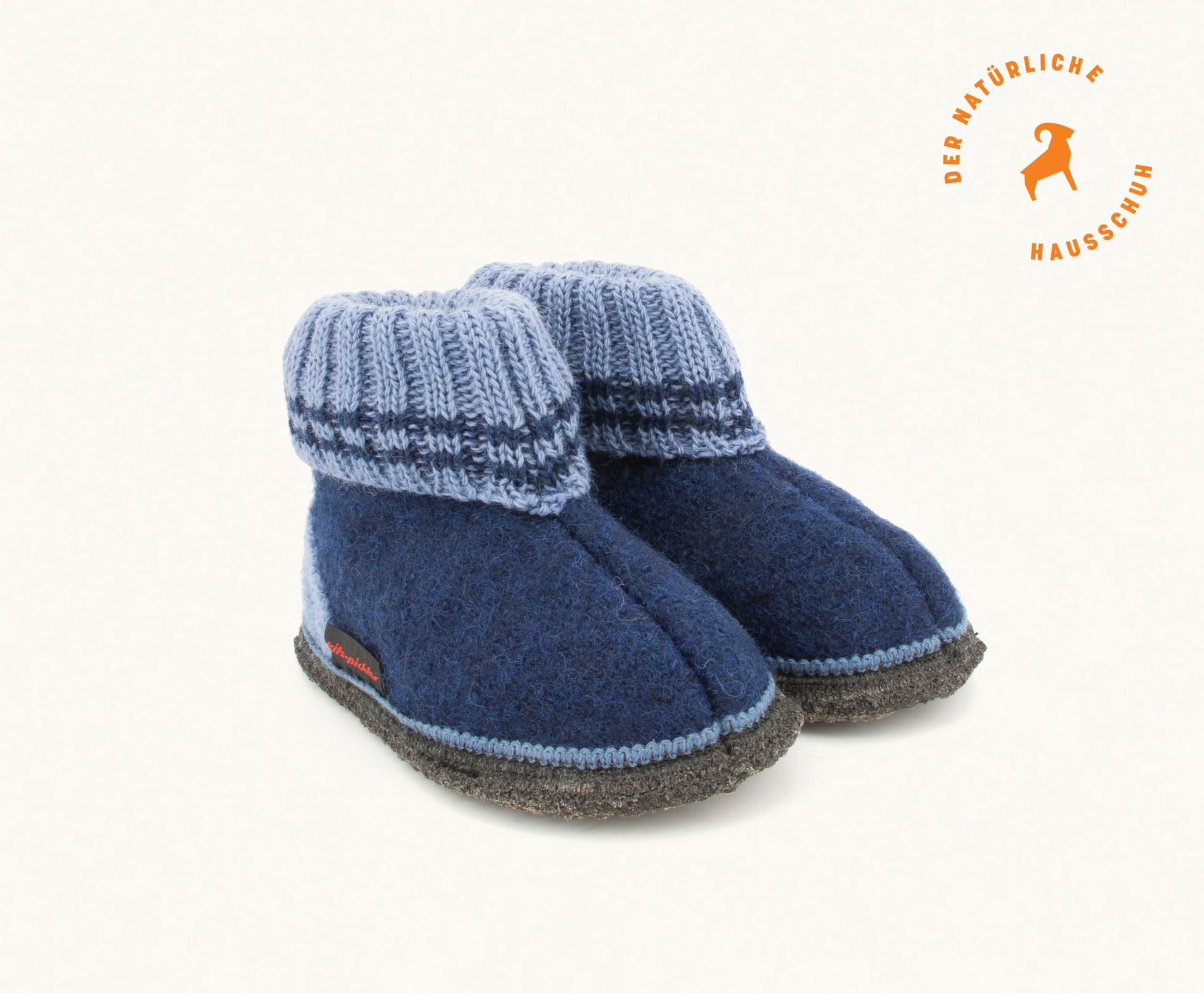 Ötz Kids - Pantofole alte per bambini, in pura lana vergine, suola antiscivolo in feltro, perfetta per il kita