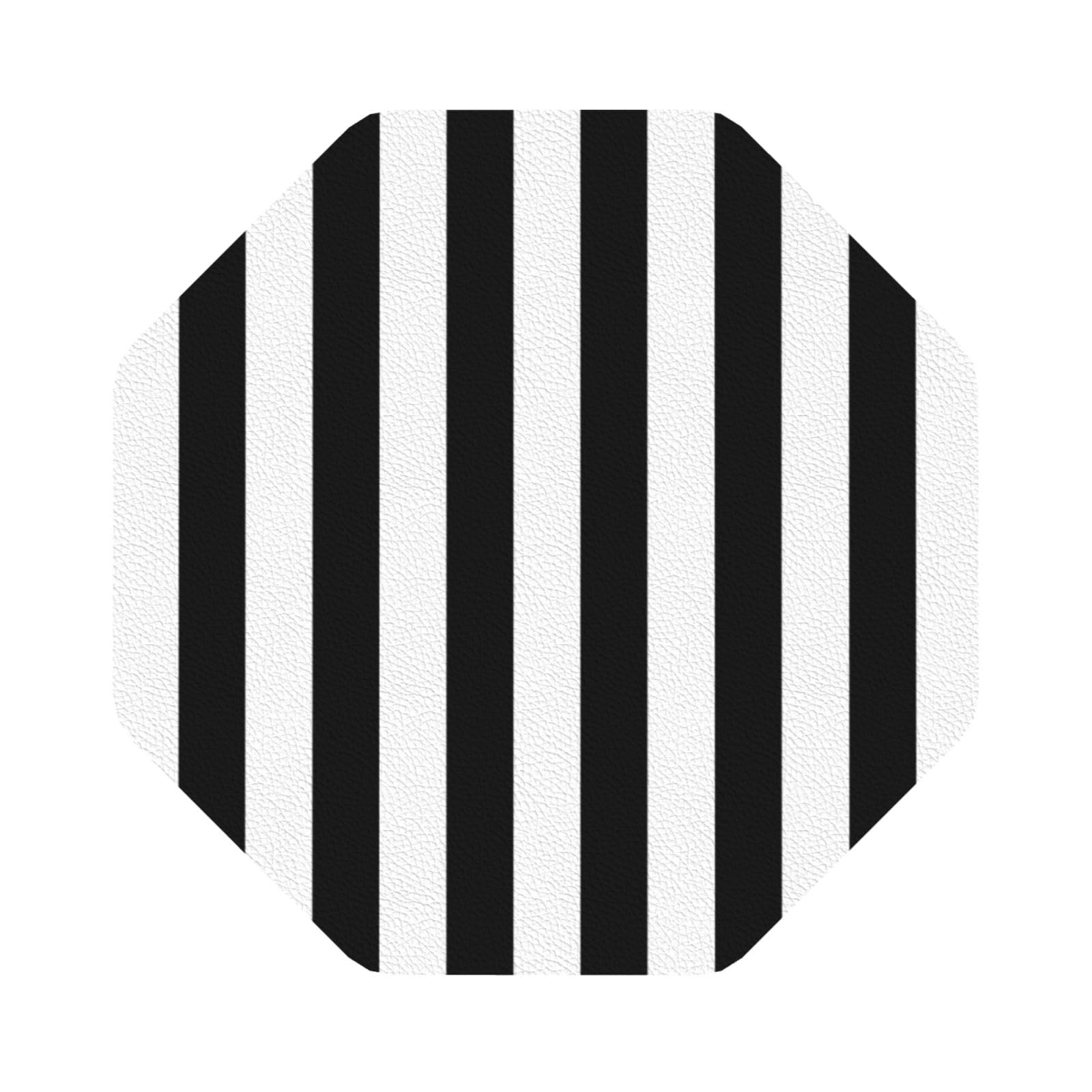 Black and-White Stripes PU Leather Coasters Set of 6 Octagon Drink Coasters
