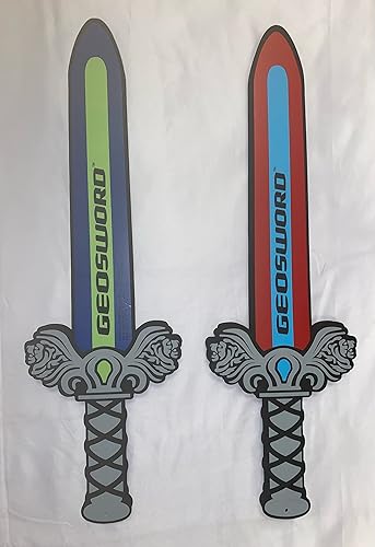 Miniatura 4 de Geospace Geosword - Espada de duelo de espuma suave y segura de 21 pulgadas para niños, paquete de 2 colores surtidos (verde y rojo), gran idea para