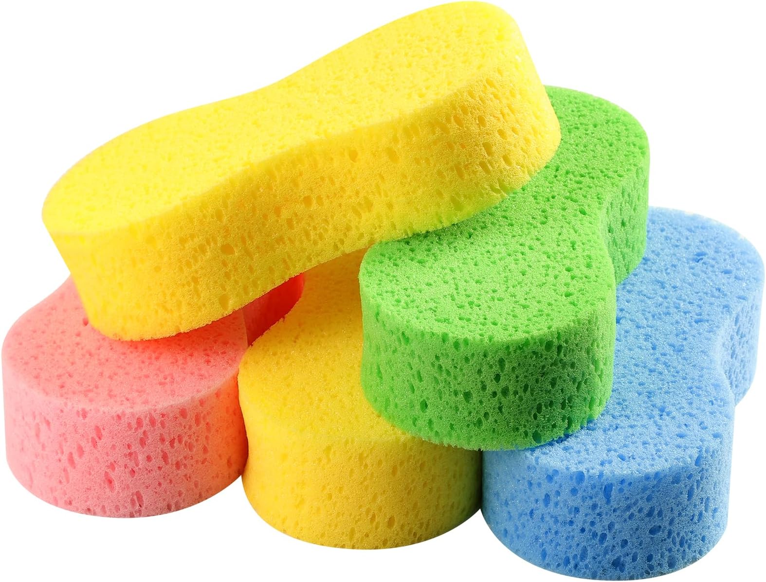 Temede 5-Pack Car Wash Sponges, 9.1" x 4.3" x 2.4" Large Sponges, Extra Thick Foam Kit for All-Purpose Cleaning, Ideal Washing Sponges for Kitchen, Bathroom, Household