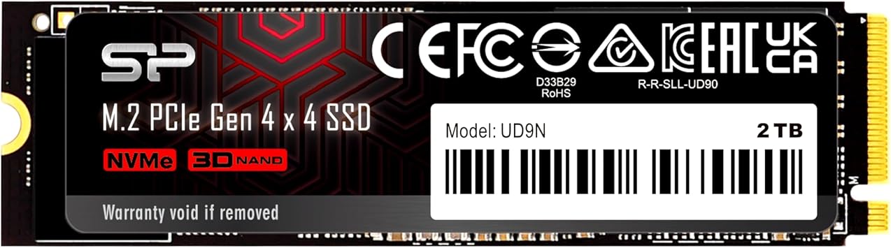 Silicon Power SSD 2TB [Ultra High Speed Gaming SSD] Read 5,000MB/s Write 4,800MB/s 3D NAND M.2 2280 PCIe4.0x4 NVMe1.4 UD9N Series SJ02KGBP44UD9N05J5