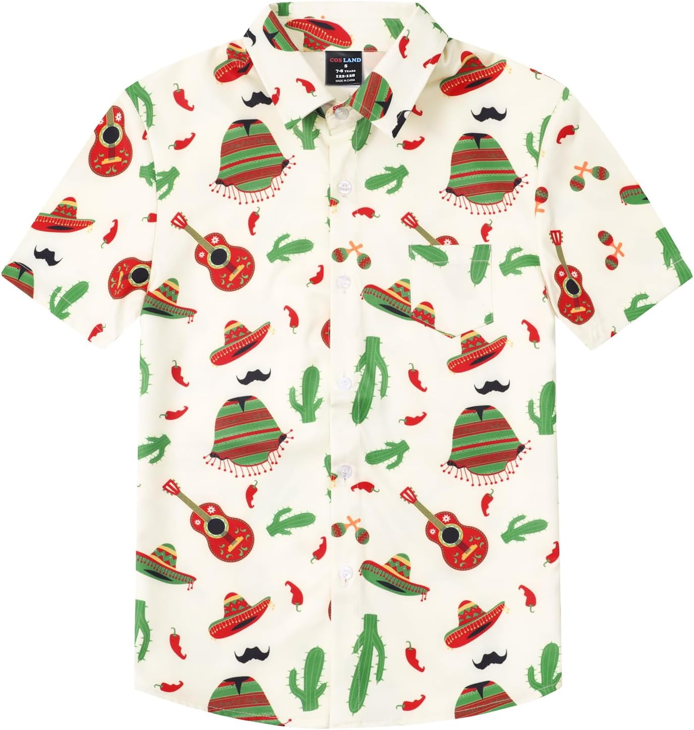 COSLAND Boys' Short Sleeve Button Down Shirts, Kids Novelty Top, X-Small-Large