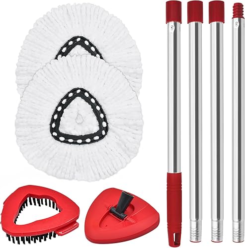 Repuesto de mango de trapeador giratorio para Ocedar, cabezales de fregona compatibles con el sistema O-Cedar EasyWring de 1 tanque, incluye mango