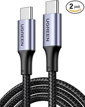 UGREEN Cable USB C a USB C, paquete de 2 cables de carga USB C de 100 W para iPhone 15/15 Plus/15 Pro/15 Pro Max, MacBook Pro, iPad Pro, Dell XPS, Samsung Galaxy S24/S23/S22 Ultra, Switch, Pixel, 6.6