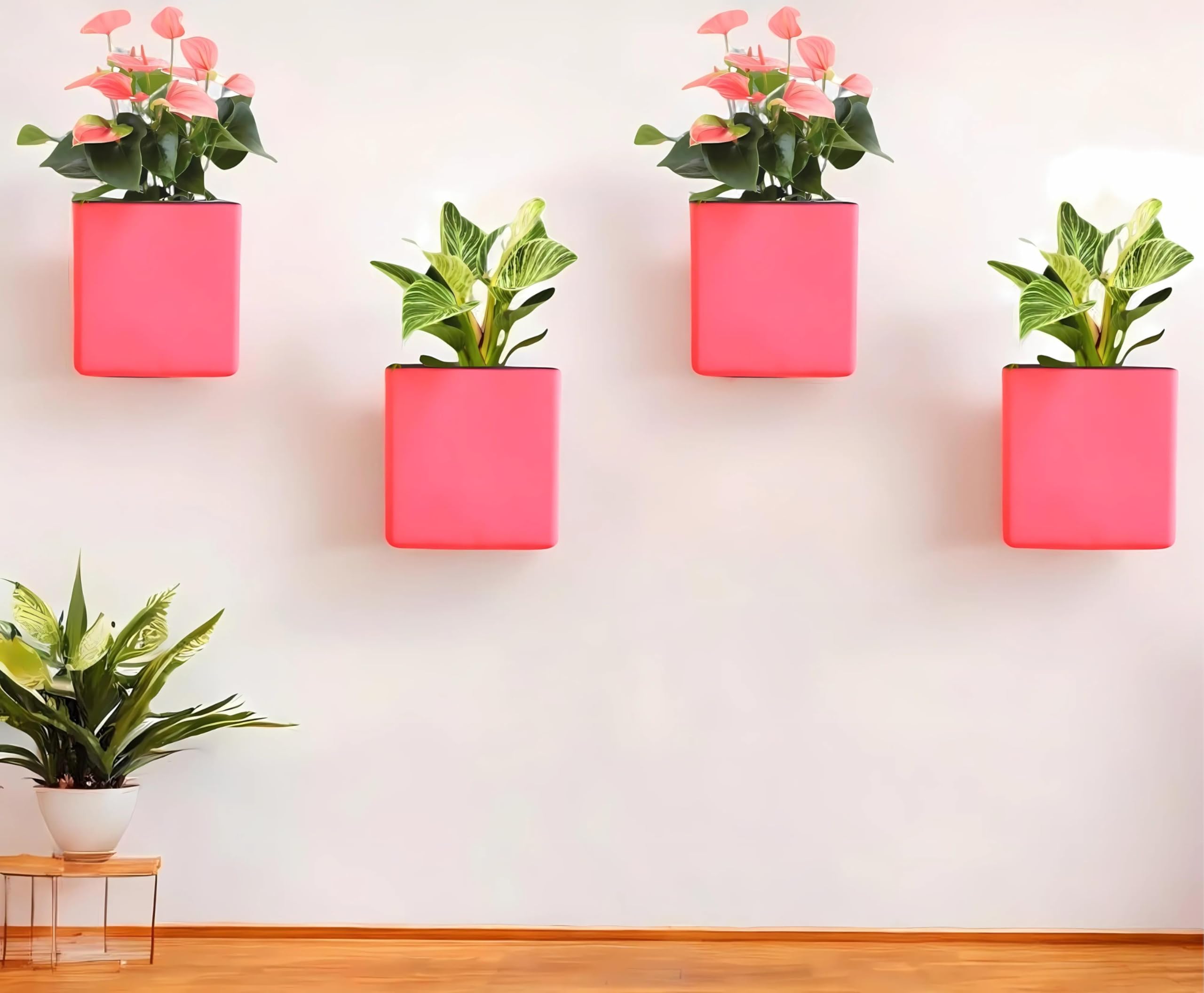 Indian Discovery® 2 PC Self-Watering Wall Hanging Pot |UV-Resistant Polypropylene Planter| Indoor/Outdoor Gardening |Square Pot with Stand - Violet | Modern Hanging Pot for Balcony & Home Décor (B0D7HML67W) Amazon Price History, Amazon Price Tracker