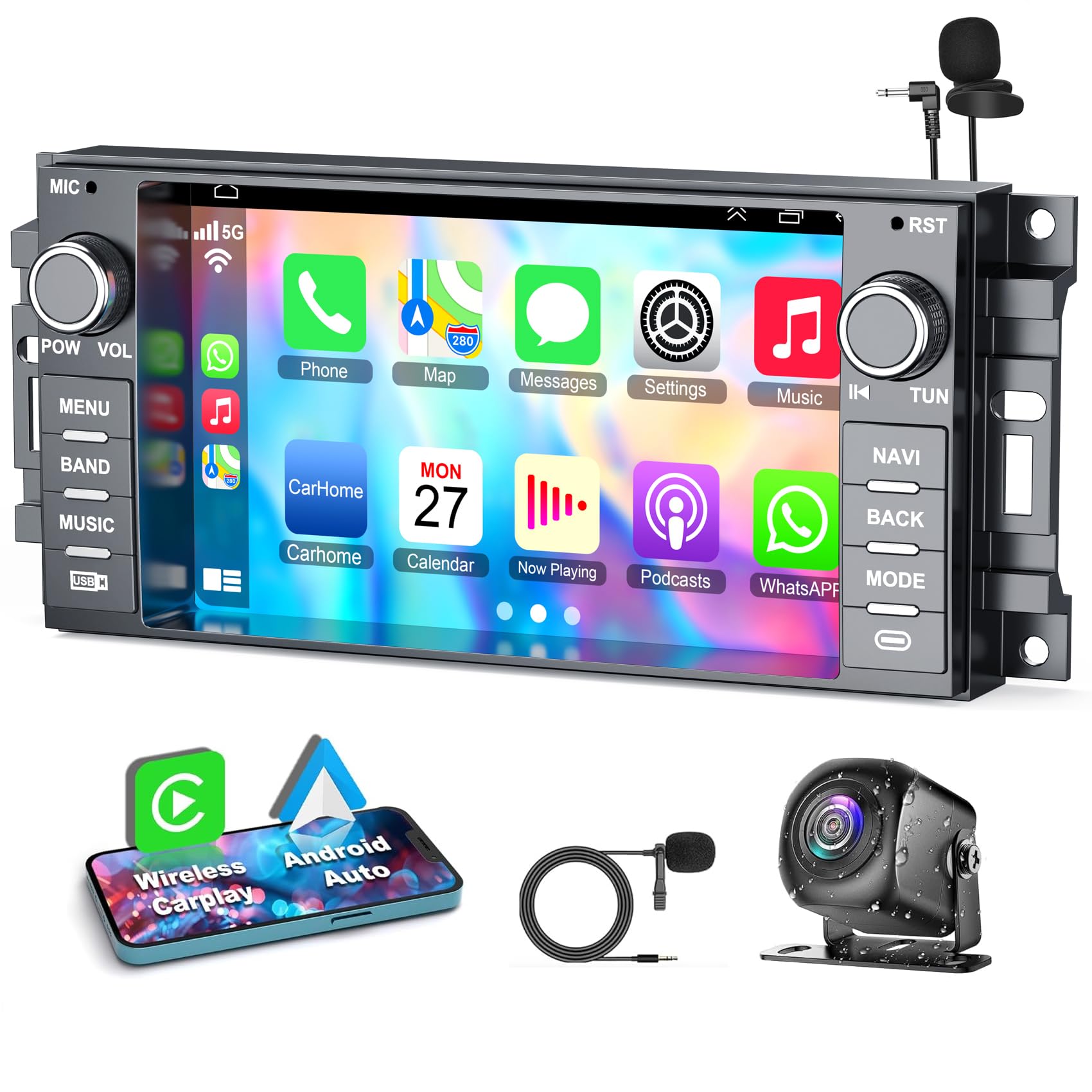 Autoradio Touch Screen 7″ Per Jeep Wrangler JK E Molti Modelli – CarPlay E Android Auto Wireless, Bluetooth, FM, USB, Mirror Link