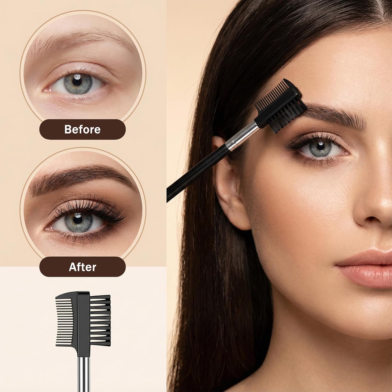 JJUNW 10PCS Eyebrow Brush and Combs, Eyelash-Comb Separator, Eyelash Brush Comb Set Portable Spoolie Brushes for Eyelash Extensions
