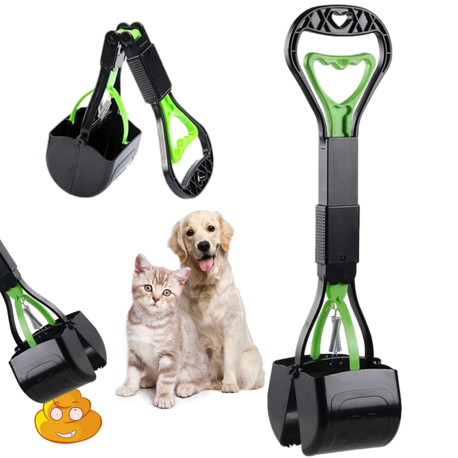 Moukkey Dog Pooper Scooper - Pet Waste Rake and Shovel | -handed Operation Portable Pet Cleaning Shovel for Lawn Dirt Gravel to Pick Dog Poop, Leaves, Trash