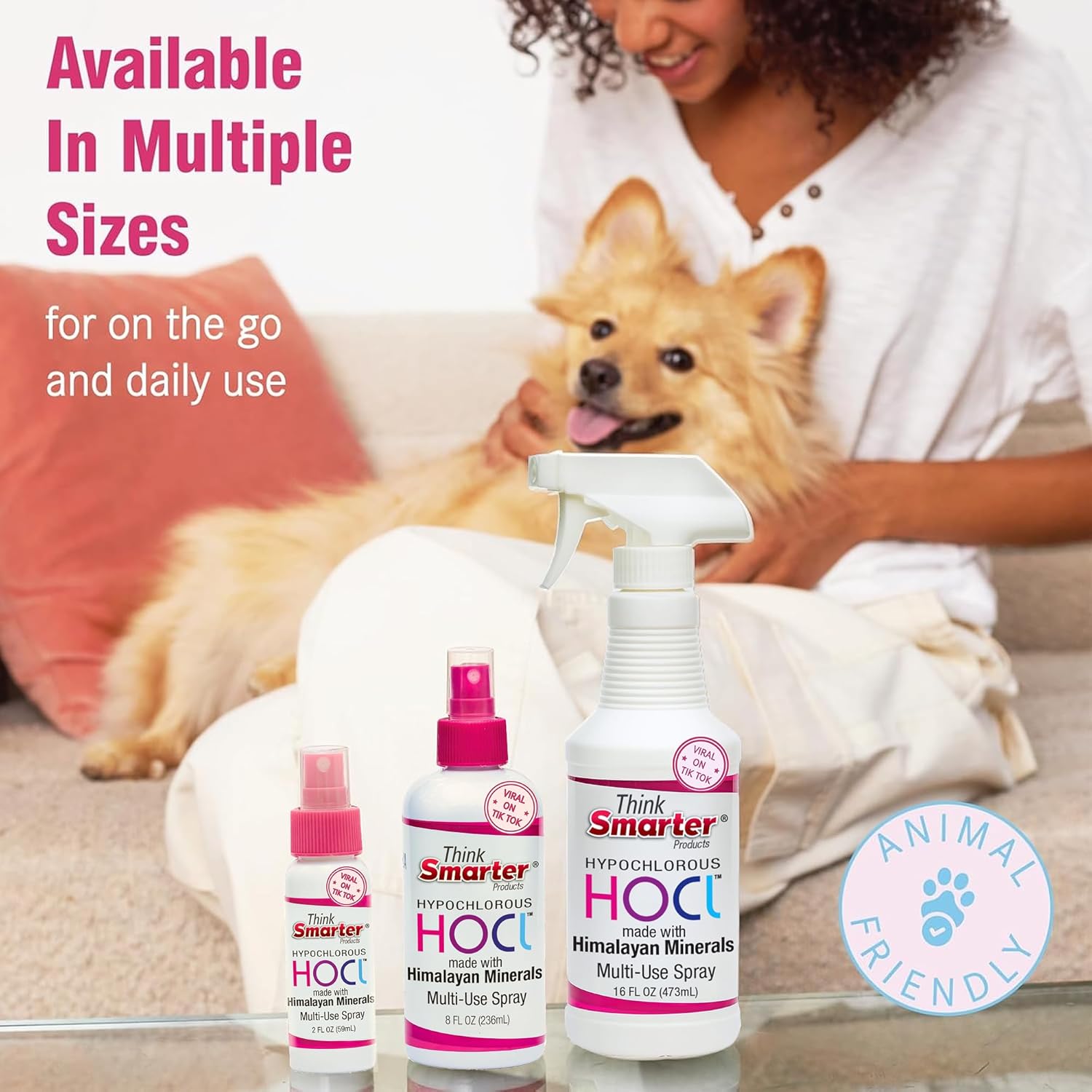 Think Smarter Products HOCL All-Purpose Cleaner with Hypochlorous Acid, All-Natural Surface Cleaner, & Skin Hydrator 8fl oz Clear Spray