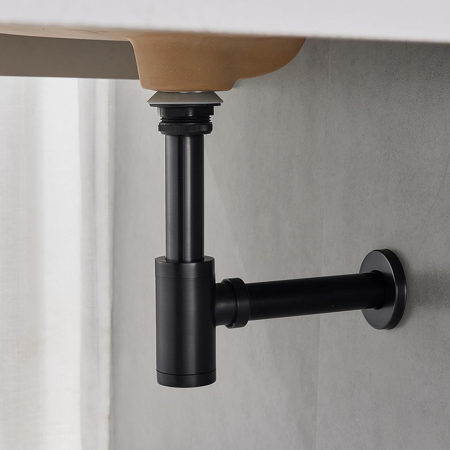 Solid Brass Adjustable 1-1/4 Bottle Trap Without Overflow Drain Stopper Set, Bathroom Sink P-Trap Complete Set Sink Drain Kit Tube, Oil Rubbed Bronze