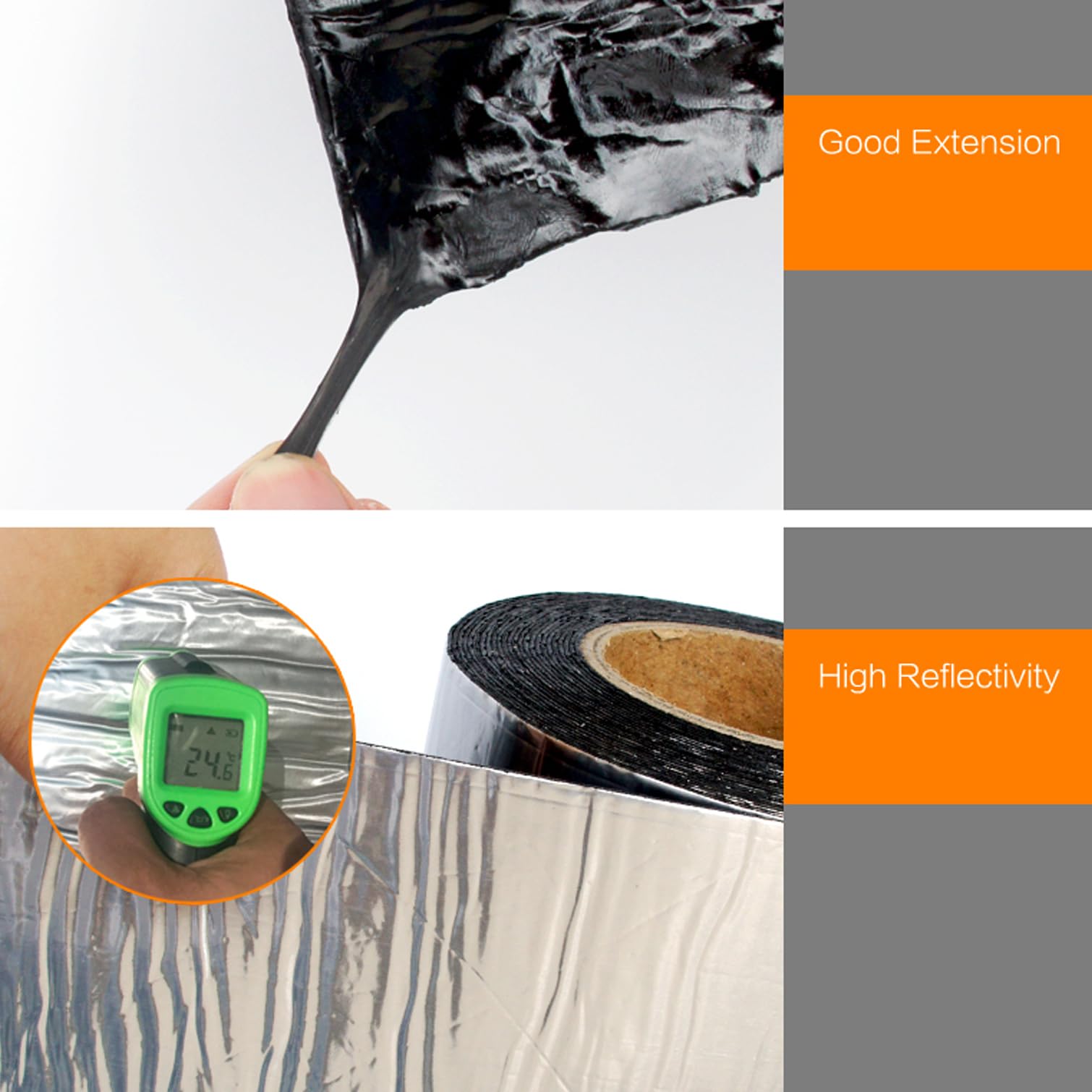 Cinta de betún impermeable, sellado autoadhesivo, lámina de aluminio y goma de butilo para reparación de fugas de techo, ventana, parches y canalones, duradera y flexible, ancho x largo