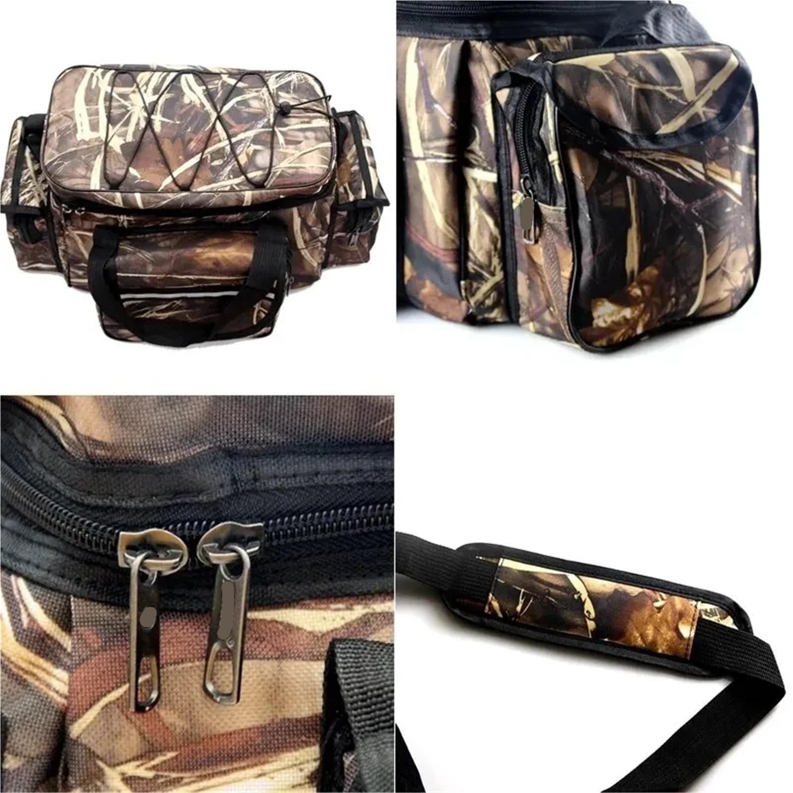 Borsa da pesca impermeabile for attrezzatura multiuso in nylon di grande capacità Borse a tracolla for esterni a due strati per Outdoor(Brown)