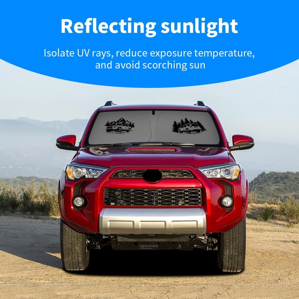 Windshield Sunshade Custom Fit for 4runner 2010-present Foldable SUV Front Sun Shield Protector Max UV Blocking and Keep The Vehicle Cool (Mountain car, 4runner 2010-present)