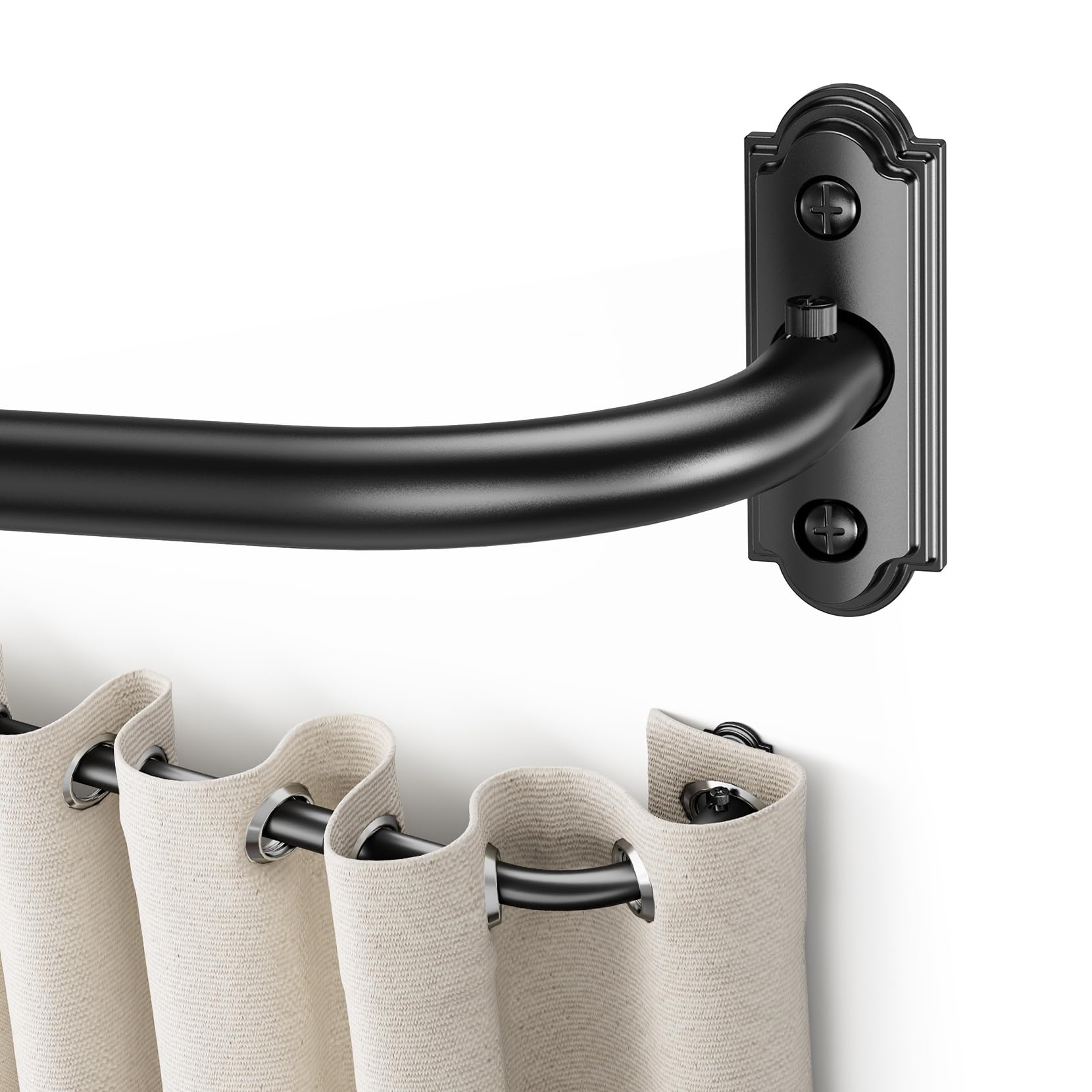 Photo 1 of YaFex Wrap Around Blackout Curtain Rods 48-86 Inch, 1 Inch Heavy Duty Curtain Rods for Windows, French Return Curtain Rod for Room Darkening in Bedroom and Living Room, Easy to Install