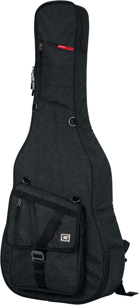 Cases Transit Series Lightweight Acoustic Guitar Gig Bag with Back Pack Straps, Weather Resistant Exterior, and Rubberized Bottom, Charcoal Black Exterior (GT-ACOUSTIC-BLK)