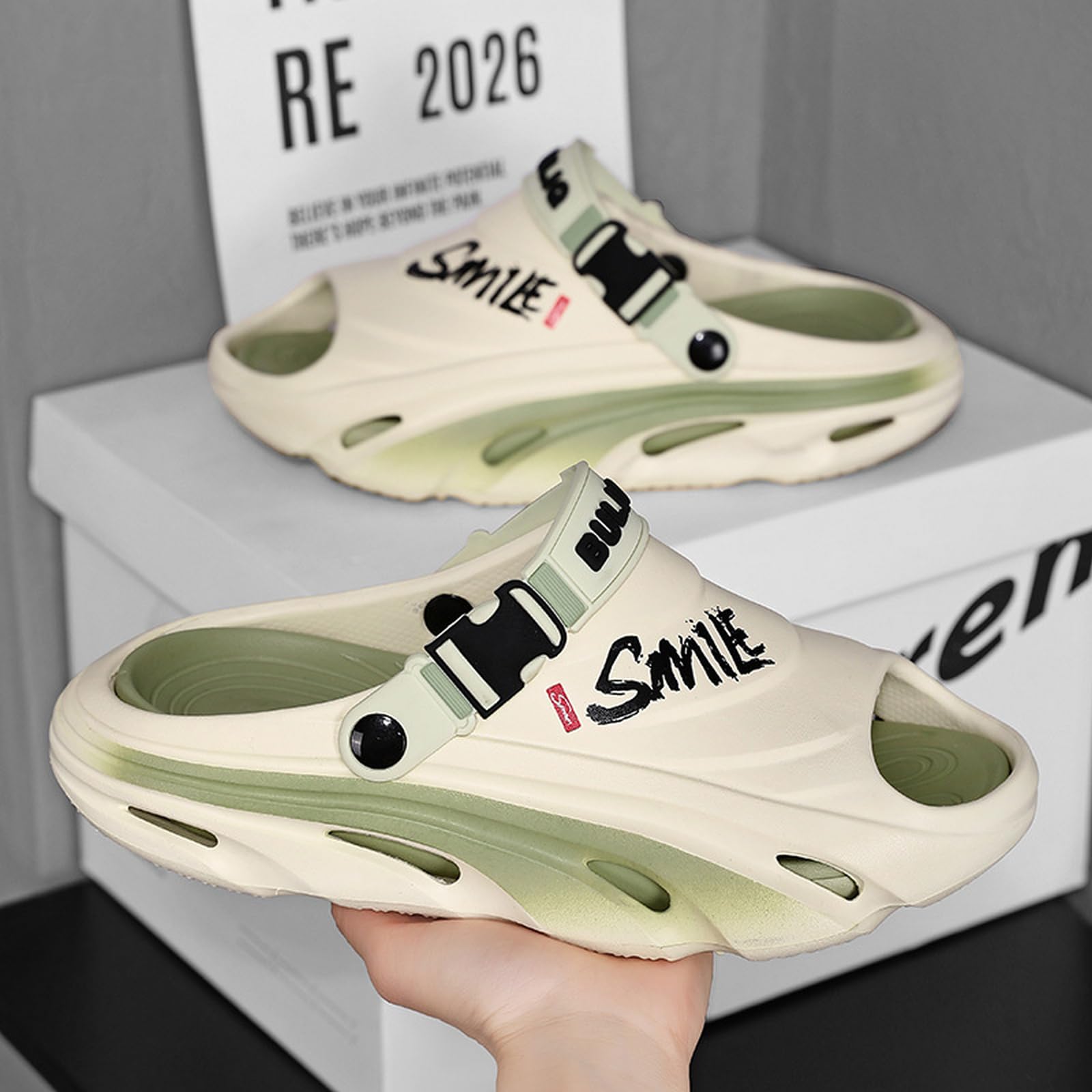 Ciabatte Uomo Donna Estive Infradito con Suola Spessa per Sandali da Spiaggia Estivi Antiscivolo Durevole Uso Esterno E Balneare-Grigio Nero-42-43