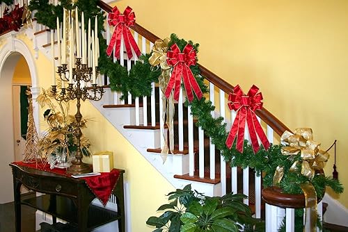 Miniatura 6 de Lazo grande de San Valentín para corona, lazos de terciopelo rojo para decoración de valla de pared de puerta delantera, borde dorado, corona de