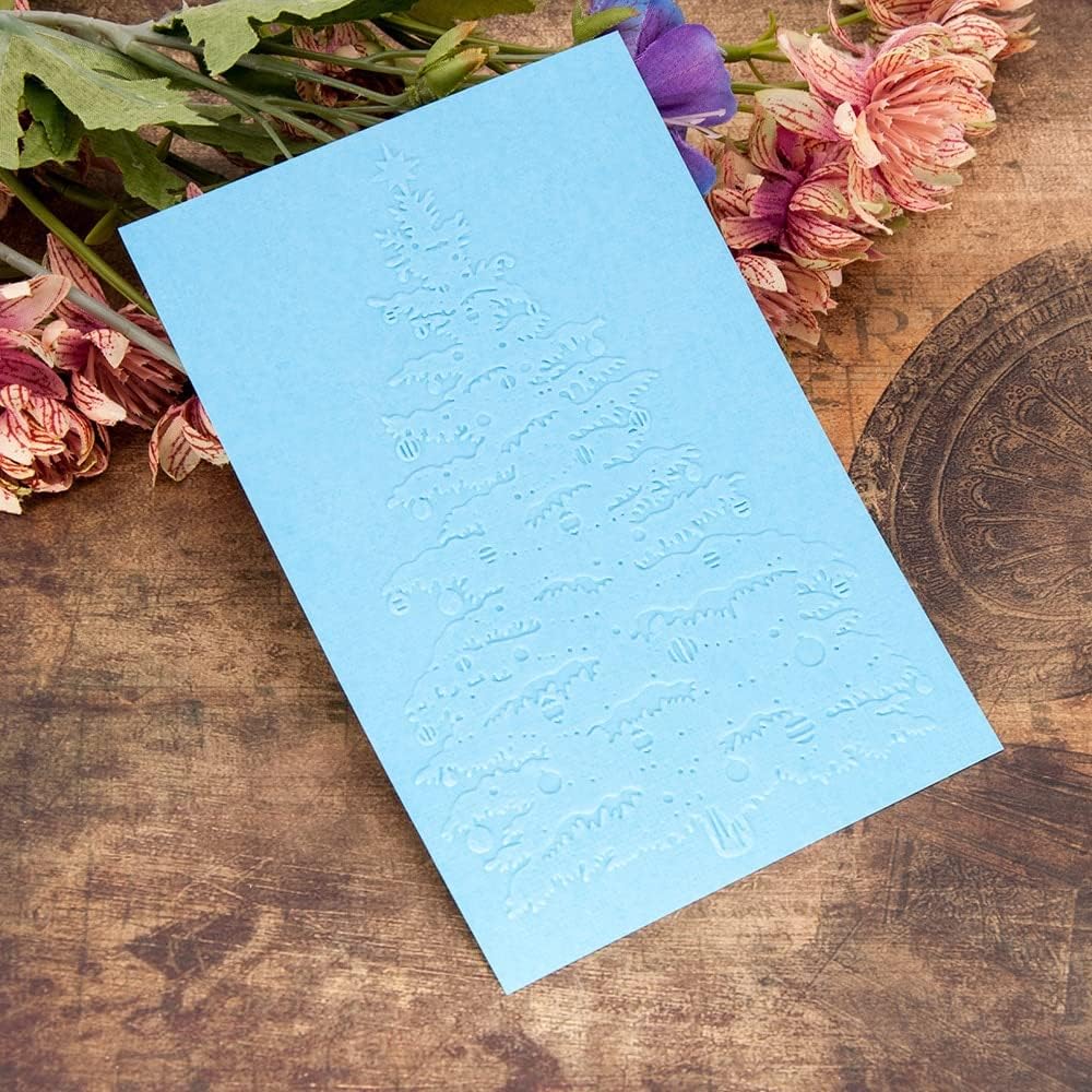 3D Plastic Embossing Folders, Christmas Tree Embossing Folder 10.5x14.5cm for Scrapbook Cards DIY Crafts