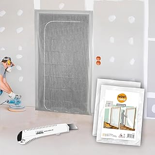 2x WOW!TOOLS Vlies-Staubschutztür 1,10 x 2,20 m – Staubdichtes Polypropylen-Vlies mit hochwertigem Reißverschluss - inkl. mako Cuttermesser weiß, Bautür, Türabdeckungen, Staubtüre, Staubschutz