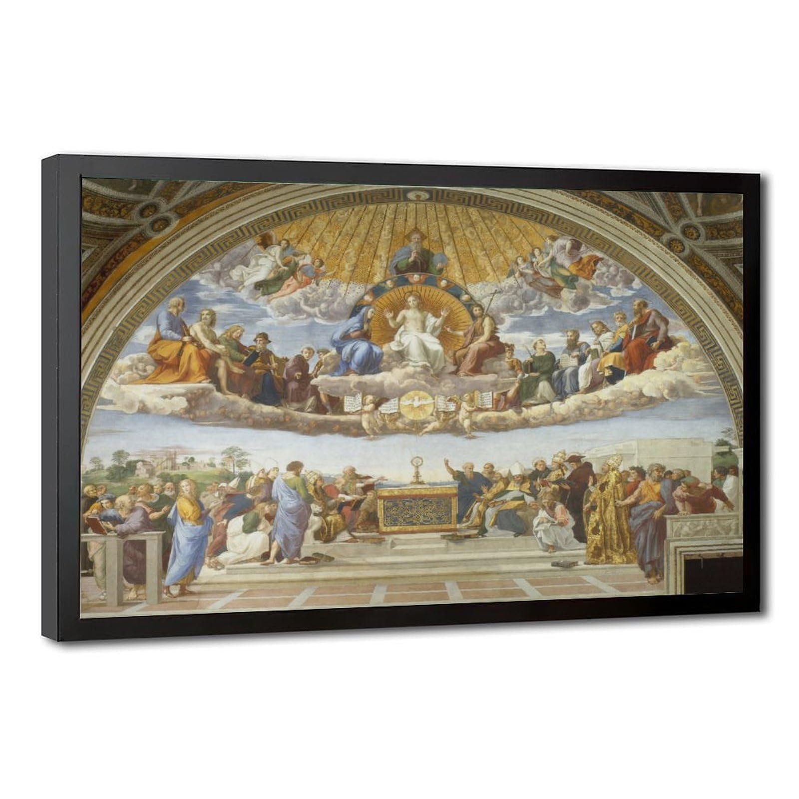WCYB Disputation of The Holy Sacrament 1510 by Raphael Posters Prints Canvas Deco Paintings Wall Art Hangable Frame 20" L X 30" W