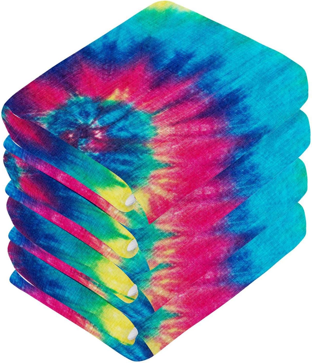 SUABO Soft Cotton Bath Washcloths Rainbow Tie Dye Swirl Gradient 2 Fingertip Towel Face Cloths Absorbent Wash Cloths Quick Drying Bath Towel for Bathroom,Spa,Gym,Kitchen,Set 6