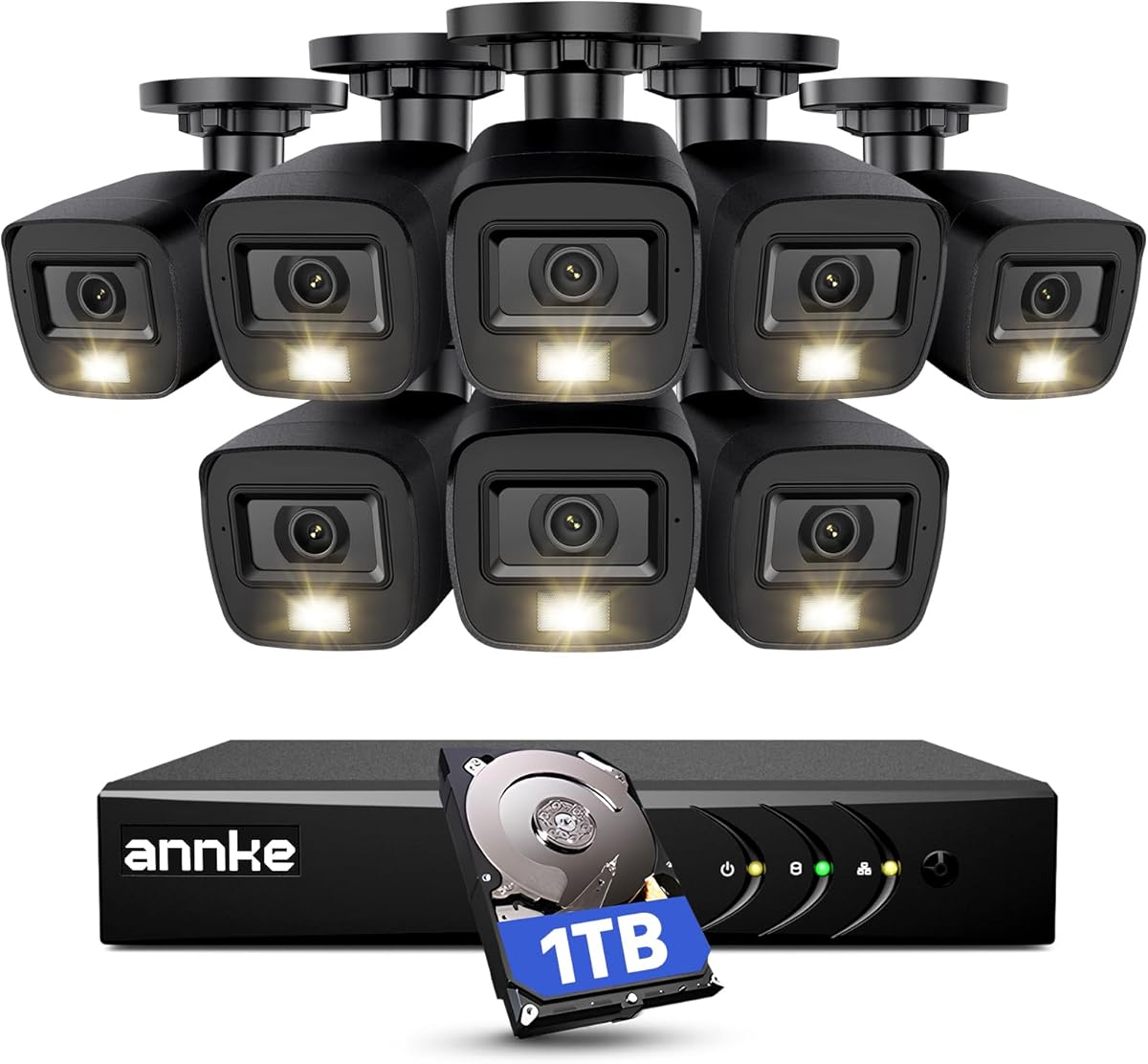 Amazon.com : ANNKE 3K Lite Wired Security Camera System Outdoor with AI Human/Vehicle Detection, 8CH H.265+ DVR and 8 x 1920TVL 2MP IP67 Home CCTV Cameras with Smart Dual Light, Color Night Vision, 1TB Hard Drive : Electronics