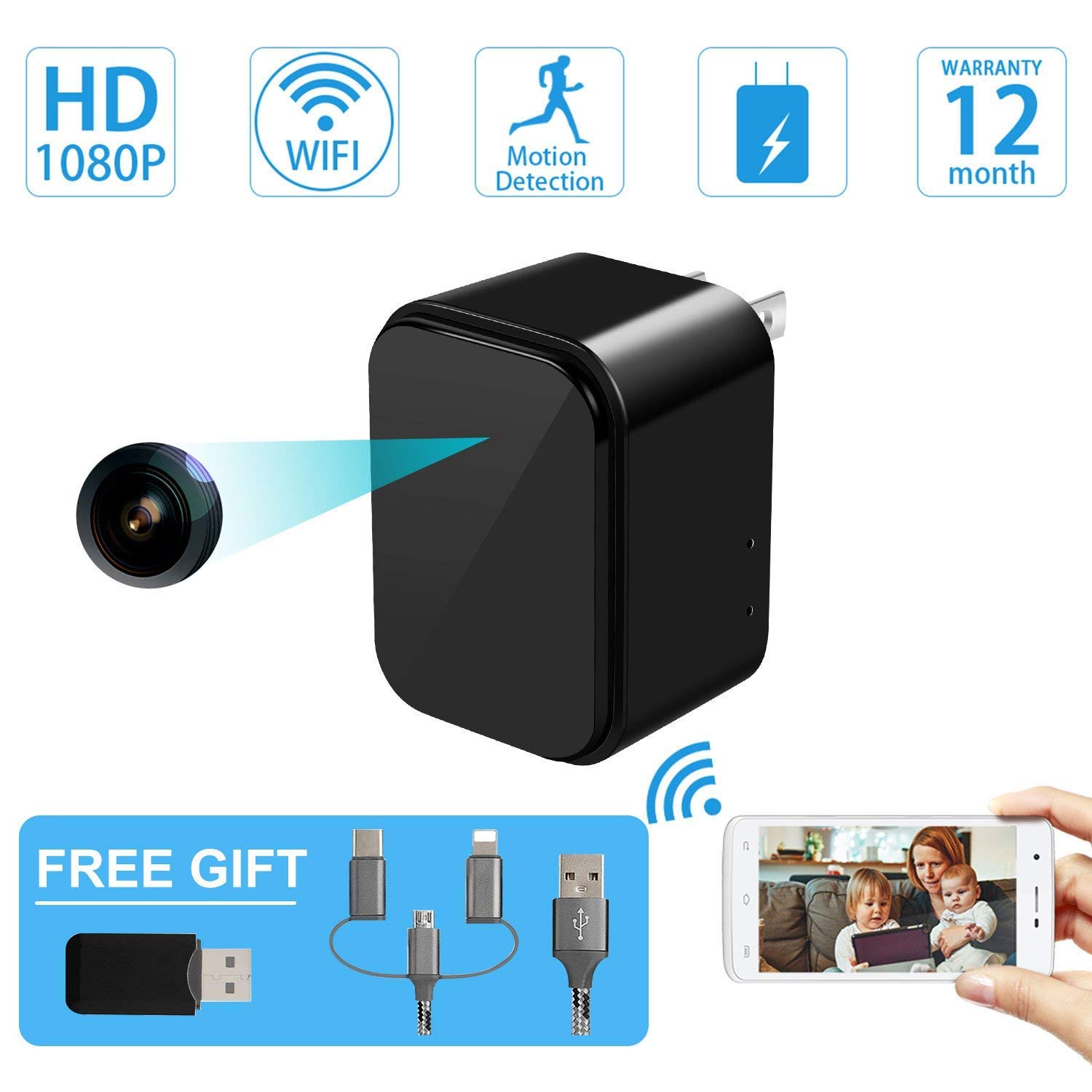 Generic Mini Spy CameraUSB Charger Hidden CameraSOOSPY Wireless WiFi