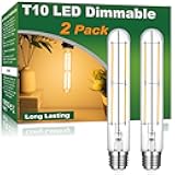 Vinaco T10 Tube Bulb LED 6W Equal. 60W, 2 Pack 7.3 Inch T10 Tubular Light Bulbs E26 Dimmable 2700K Warm White, Clear Glass T10/T30 LED Edison Bulb for Sconce, Floor Lamp, Tall Island Pendant Lamp